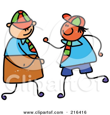 Royalty-Free (RF) Clipart Illustration of a Childs Sketch Of Two School Boys by Prawny