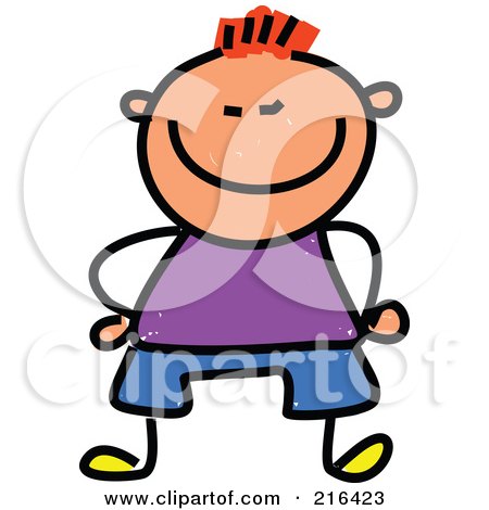 Royalty-Free (RF) Clipart Illustration of a Childs Sketch Of A Short Boy by Prawny