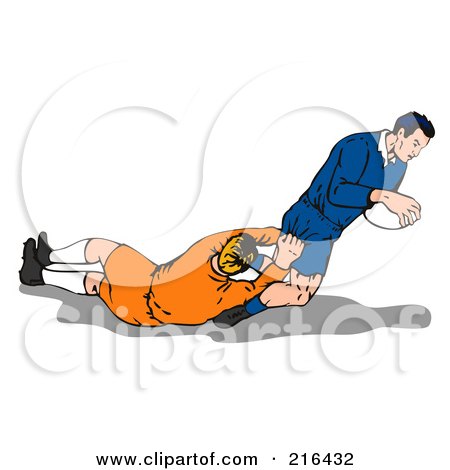 Royalty-Free (RF) Clipart Illustration of Rugby Football Players In Action - 7 by patrimonio