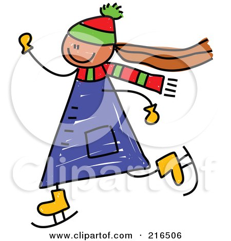 Royalty-Free (RF) Clipart Illustration of a Childs Sketch Of A Girl Ice Skating by Prawny