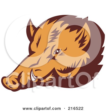 Royalty-Free (RF) Clipart Illustration of a Wild Pig Face by patrimonio