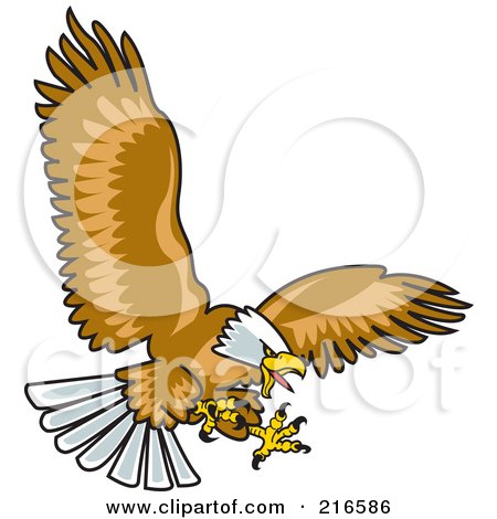 Royalty-Free (RF) Clipart Illustration of a Hunting Bald Eagle In Flight by Andy Nortnik