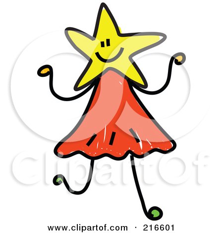 Royalty-Free (RF) Clipart Illustration of a Childs Sketch Of A Girl With A Yellow Star Head by Prawny