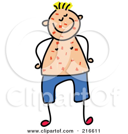Royalty-Free (RF) Clipart Illustration of a Childs Sketch Of A Boy With Bug Bites by Prawny