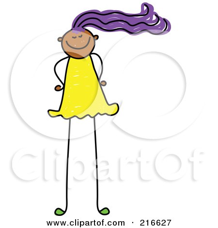 Royalty-Free (RF) Clipart Illustration of a Childs Sketch Of A Girl With Long Legs by Prawny