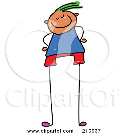 Royalty-Free (RF) Clipart Illustration of a Childs Sketch Of A Boy With Long Legs by Prawny