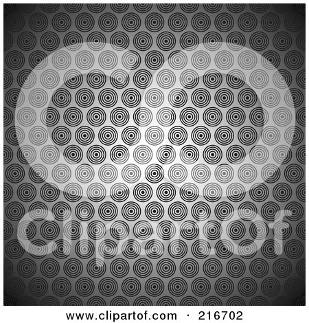 Royalty-Free (RF) Clipart Illustration of a Seamless Background Pattern Of Circles On Gray, With Shading In The Corners by michaeltravers