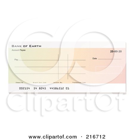 Royalty-Free (RF) Clipart Illustration of a Blank Gradient Bank Check by michaeltravers