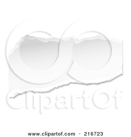 Royalty-Free (RF) Clipart Illustration Of A Torn Piece Of White Paper On White by michaeltravers
