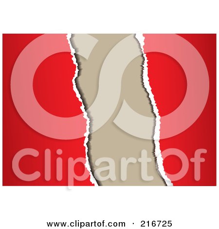 Royalty-Free (RF) Clipart Illustration Of Edges Of Tan Torn Paper Over Red by michaeltravers