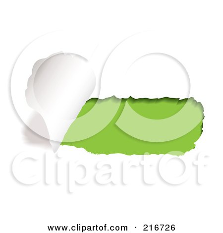Royalty-Free (RF) Clipart Illustration Of A Rip Of White Paper On Green by michaeltravers