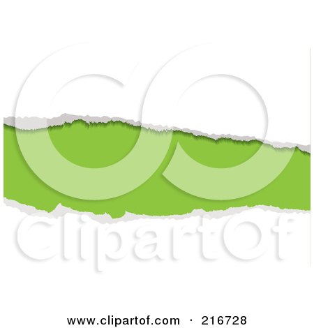 Royalty-Free (RF) Clipart Illustration Of A Rip Of White Paper On Lime Green by michaeltravers