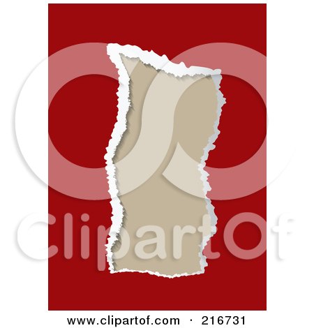Royalty-Free (RF) Clipart Illustration Of Torn Red Paper Revealing Tan  by michaeltravers