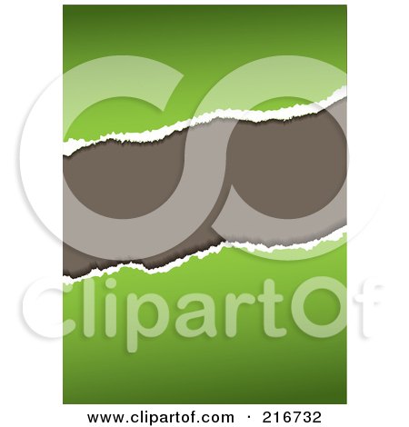 Royalty-Free (RF) Clipart Illustration Of A Torn Green Paper Revealing Gray by michaeltravers
