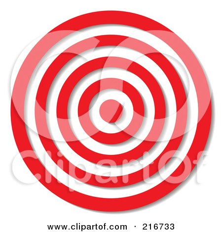 Royalty-free (RF) Clipart Illustration of a Red And White Target With Shading - 1 by michaeltravers