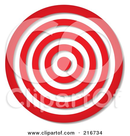 Royalty-free (RF) Clipart Illustration of a Red And White Target With Shading - 2 by michaeltravers
