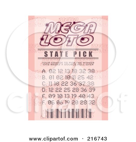 Royalty-Free (RF) Clipart Illustration of a Pink Mega Loto Ticket Stub by michaeltravers