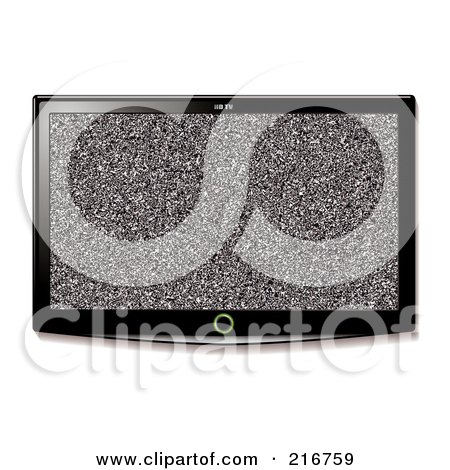 Royalty-Free (RF) Clipart Illustration of a Wall Mounted Lcd Tv With A Static Display by michaeltravers