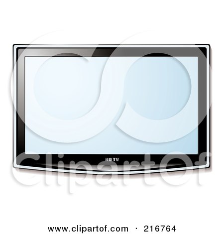 Royalty-Free (RF) Clipart Illustration of a Wall Mounted Lcd Tv With A Blue Display by michaeltravers
