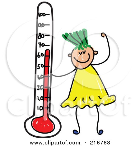 Royalty-Free (RF) Clipart Illustration of a Childs Sketch Of A Girl With A Thermometer by Prawny