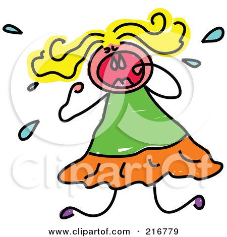 Royalty-Free (RF) Clipart Illustration of a Childs Sketch Of A Girl Crying by Prawny