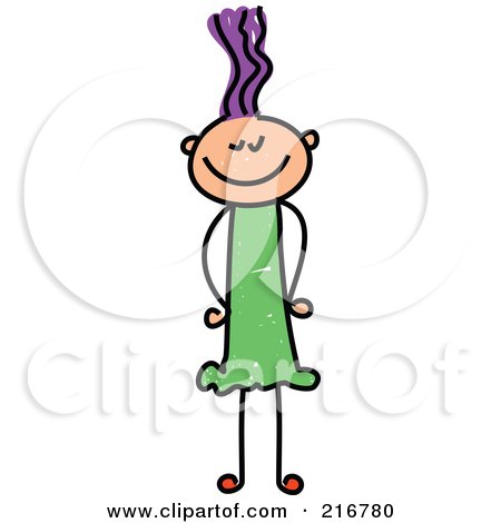 Royalty-Free (RF) Clipart Illustration of a Childs Sketch Of A Thin Girl by Prawny