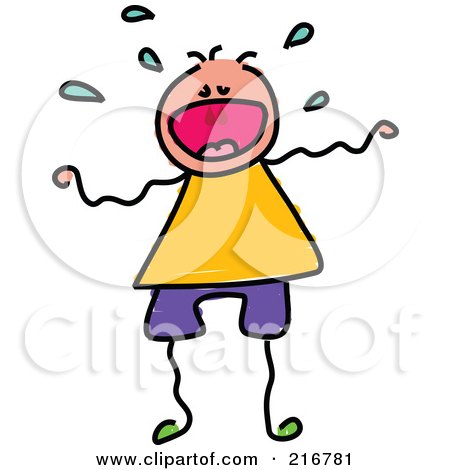 Royalty-Free (RF) Clipart Illustration of a Childs Sketch Of A Boy Crying by Prawny