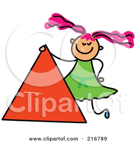 Royalty-Free (RF) Clipart Illustration of a Childs Sketch Of A Girl By A Triangle by Prawny