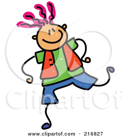 Royalty-Free (RF) Clipart Illustration of a Childs Sketch Of A Trendy Boy With Pink Hair by Prawny