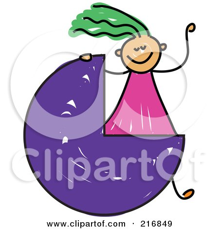 Royalty-Free (RF) Clipart Illustration of a Childs Sketch Of A Girl With A Three Quarter Circle by Prawny