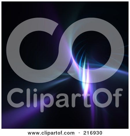 Royalty-Free (RF) Clipart Illustration of a Purple And Blue Twisting Fractal Over Black - 1 by Arena Creative