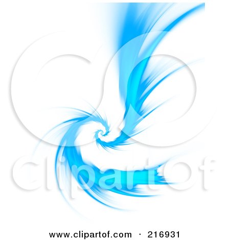 Royalty-Free (RF) Clipart Illustration of a Bright Blue Twisting Fractal Vortex On White by Arena Creative