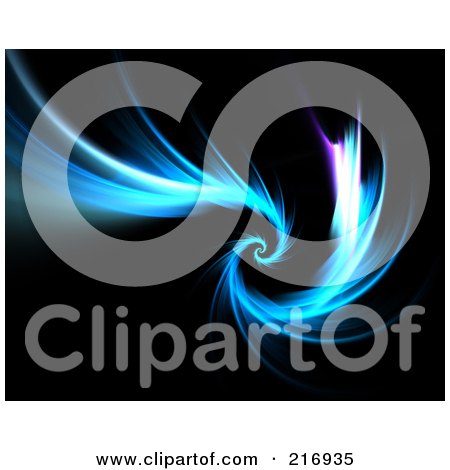 Royalty-Free (RF) Clipart Illustration of a Spiraling Blue Fractal Over Blackness - 2 by Arena Creative