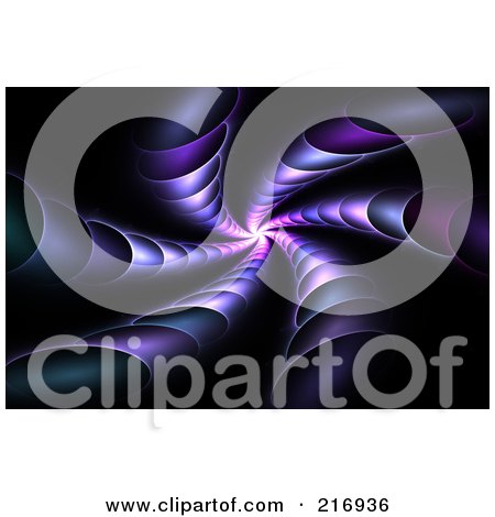 Royalty-Free (RF) Clipart Illustration of a Purple Rotating Spectrum Fractal On Black by Arena Creative