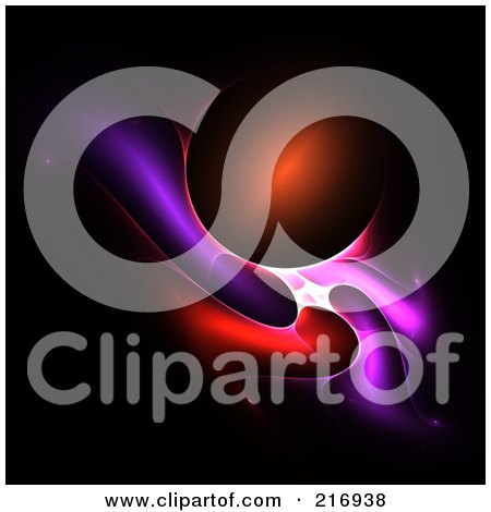 Royalty-Free (RF) Clipart Illustration of a Red Orb With Colorful Fractals On Black by Arena Creative