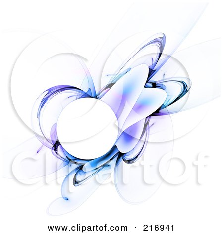 Royalty-Free (RF) Clipart Illustration of a Blue And Purple Fractal Orb And Shapes On White by Arena Creative