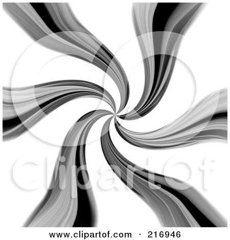 Royalty-Free (RF) Clipart Illustration of a Background Of Chrome Vortex Spiraling Waves On White by Arena Creative
