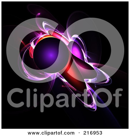 Royalty-Free (RF) Clipart Illustration of a Purple Orb With Colorful Fractals On Black by Arena Creative