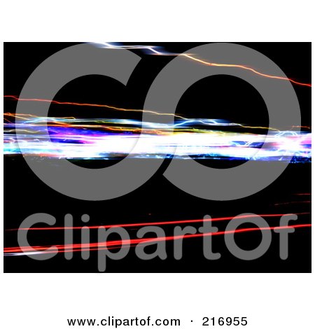 Royalty-Free (RF) Clipart Illustration of a Background Of Blurred Light Trails On Black by Arena Creative
