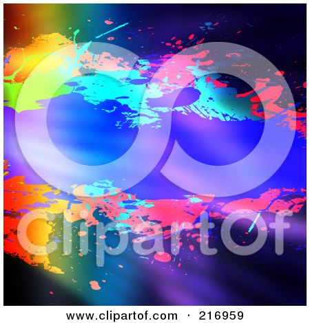 Royalty-Free (RF) Clipart Illustration of a Background Of Colorful Splatters With A Break For Copyspace by Arena Creative