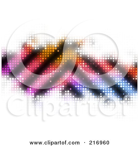 Royalty-Free (RF) Clipart Illustration of a Pointed Stripes On Colorful Halftone Bar On White by Arena Creative