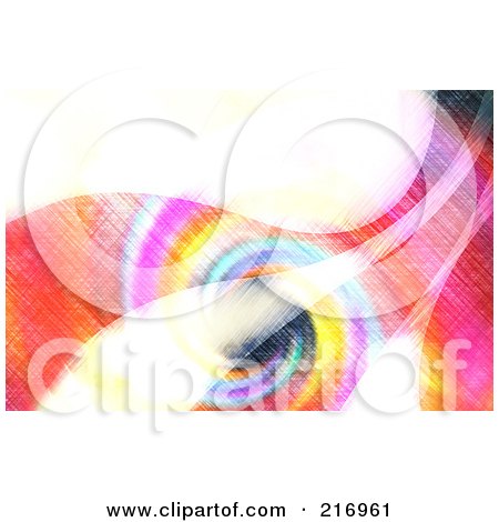 Royalty-Free (RF) Clipart Illustration of a Colorful Abstract Wave Background With A Sketched Texture by Arena Creative