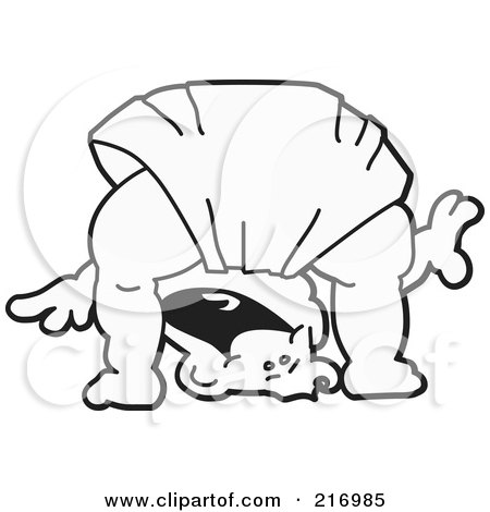 Royalty-Free (RF) Clipart Illustration of a Happy Outlined Baby In A Diaper, Bent Over And Looking Through His Legs by Mascot Junction