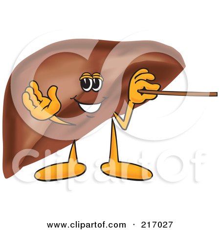 Royalty-Free (RF) Clipart Illustration of a Liver Mascot Character Using A Pointer Stick by Mascot Junction