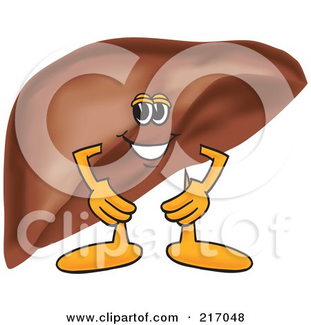 Royalty-Free (RF) Clipart Illustration of a Liver Mascot Character With His Hands On His Hips by Mascot Junction