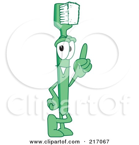 Royalty-Free (RF) Clipart Illustration of a Green Toothbrush Character Mascot Pointing Upwards by Mascot Junction
