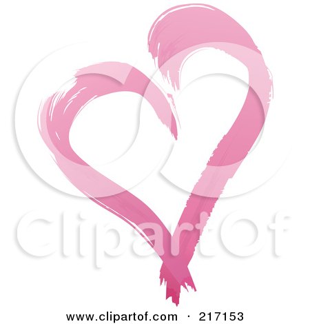 Royalty-Free (RF) Clipart Illustration of a Pink Heart Made Of Two Paint Strokes by dero