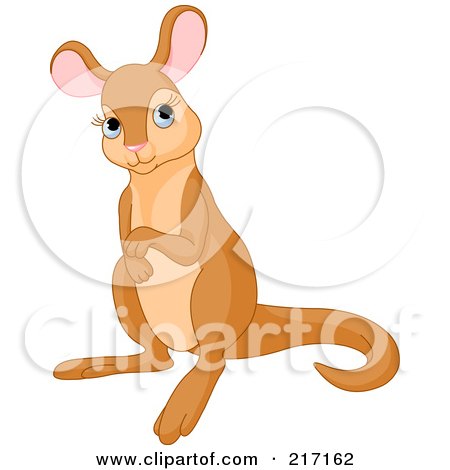 Royalty-Free (RF) Clipart Illustration of a Cute Baby Kangaroo In Thought by Pushkin