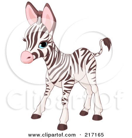 Royalty-Free (RF) Clipart Illustration of a Cute Baby Zebra Standing by Pushkin