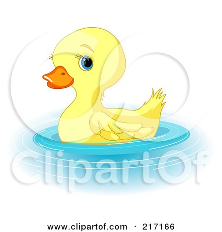 Royalty-Free (RF) Clipart Illustration of a Cute Baby Duckling Swimming by Pushkin